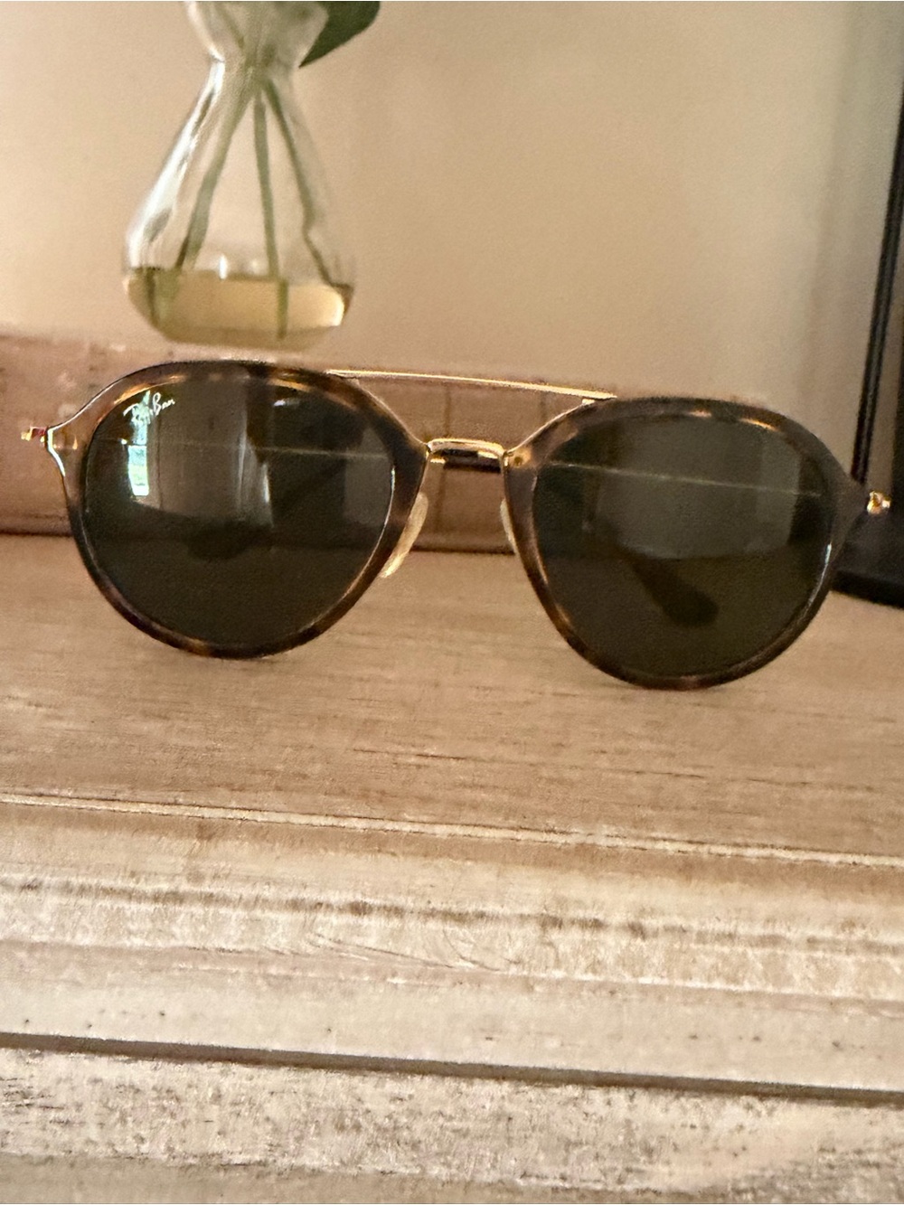Ray-Ban Men’s Tortoiseshell & Gold Round Sunglasses - Brown Lenses